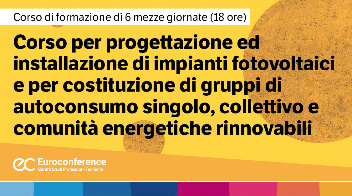 Immagine Corso per progettazione ed installazione di impianti fotovoltaici | Euroconference